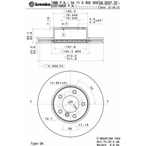 BREMBO COATED DISC LINE Bremsscheibe 09.B337.21