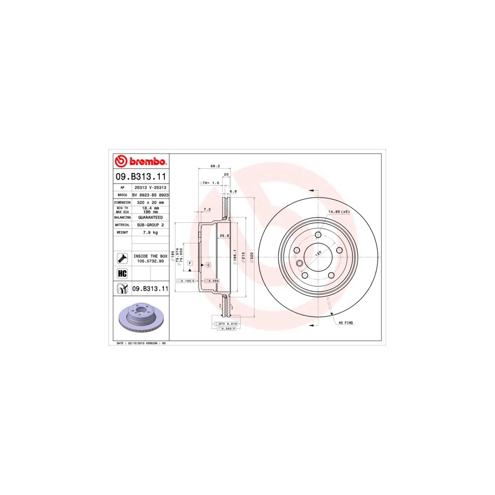 BREMBO COATED DISC LINE Bremsscheibe 09.B313.11