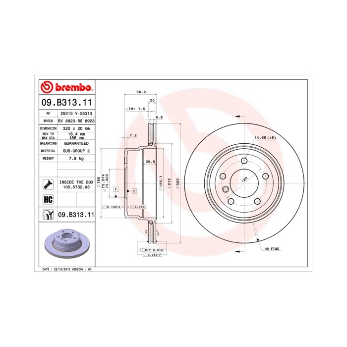 BREMBO COATED DISC LINE Bremsscheibe 09.B313.11