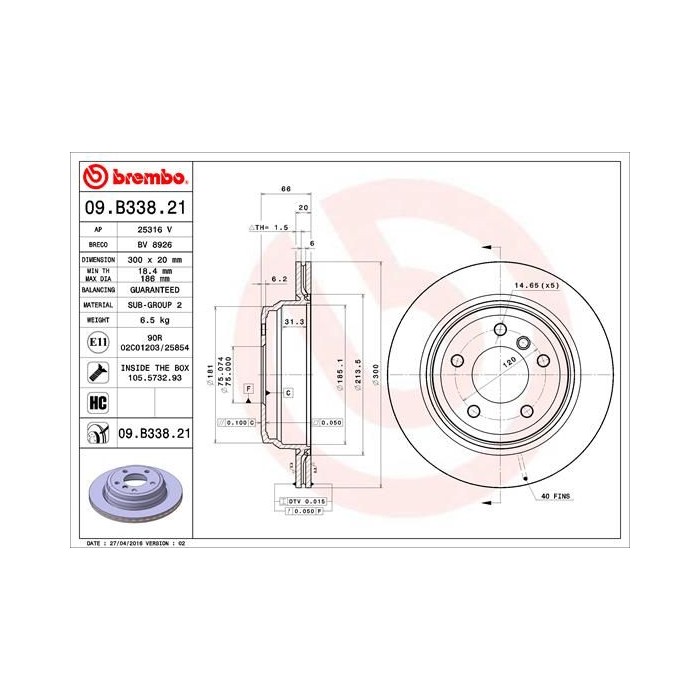 BREMBO COATED DISC LINE Bremsscheibe 09.B338.21