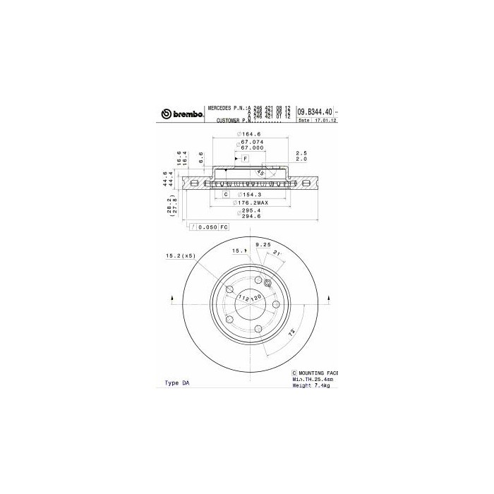 BREMBO COATED DISC LINE Bremsscheibe 09.B344.41