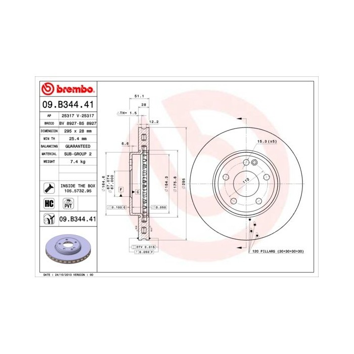 BREMBO COATED DISC LINE Bremsscheibe 09.B344.41
