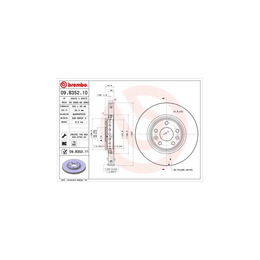 BREMBO COATED DISC LINE Bremsscheibe 09.B352.11
