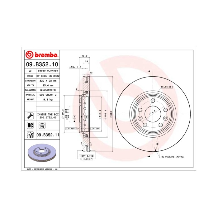 BREMBO COATED DISC LINE Bremsscheibe 09.B352.11