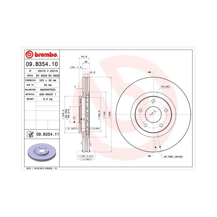 BREMBO COATED DISC LINE Bremsscheibe 09.B354.11