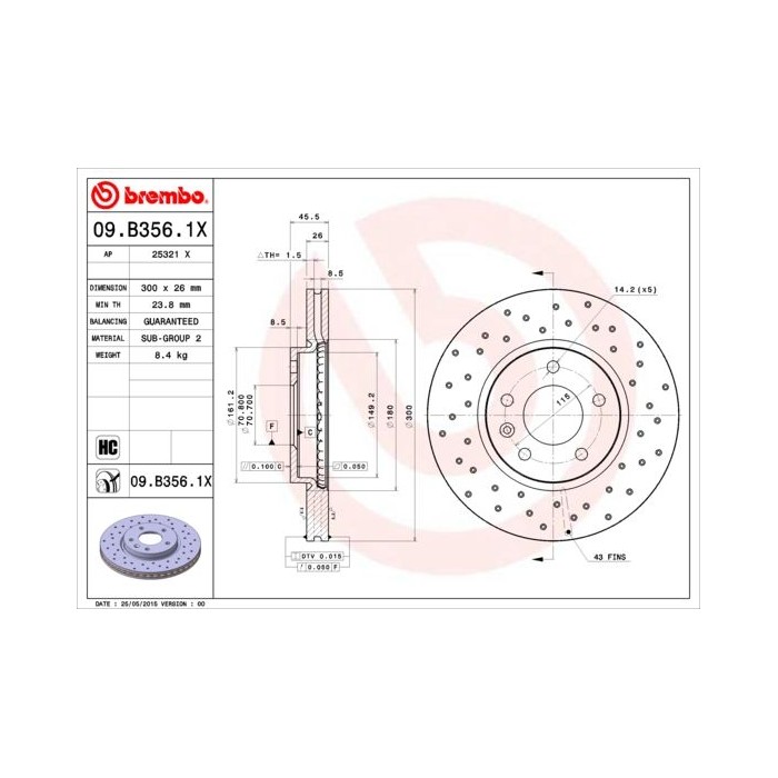 BREMBO XTRA LINE Bremsscheibe 09.B356.1X