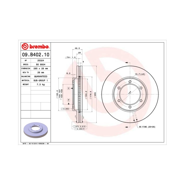 BREMBO Bremsscheibe 09.B402.10