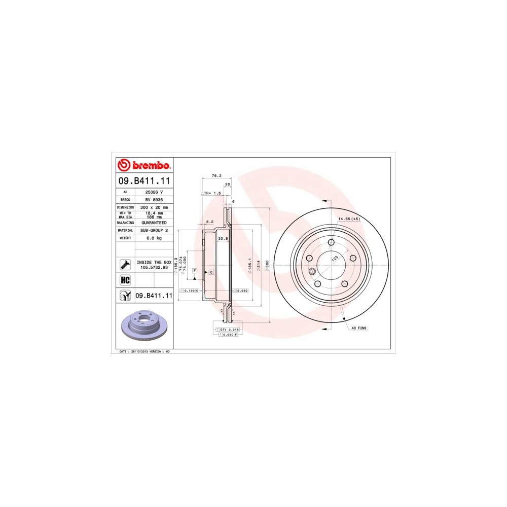 BREMBO COATED DISC LINE Bremsscheibe 09.B411.11