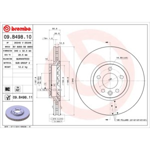 BREMBO Bremsscheibe 09.B498.10