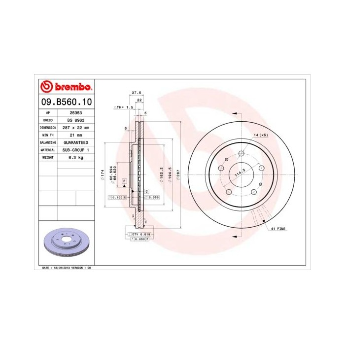 BREMBO Bremsscheibe 09.B560.10
