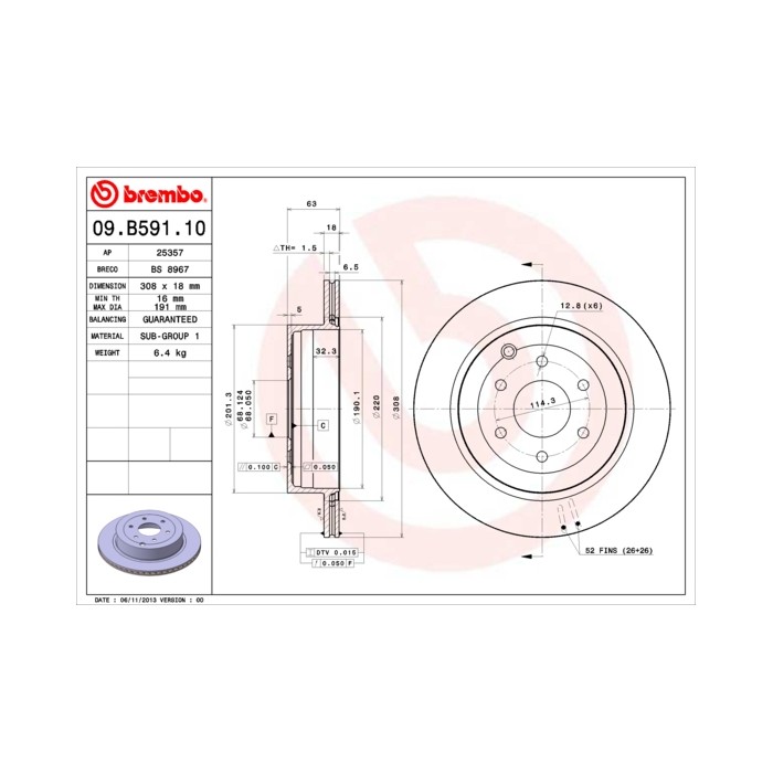 BREMBO Bremsscheibe 09.B591.10