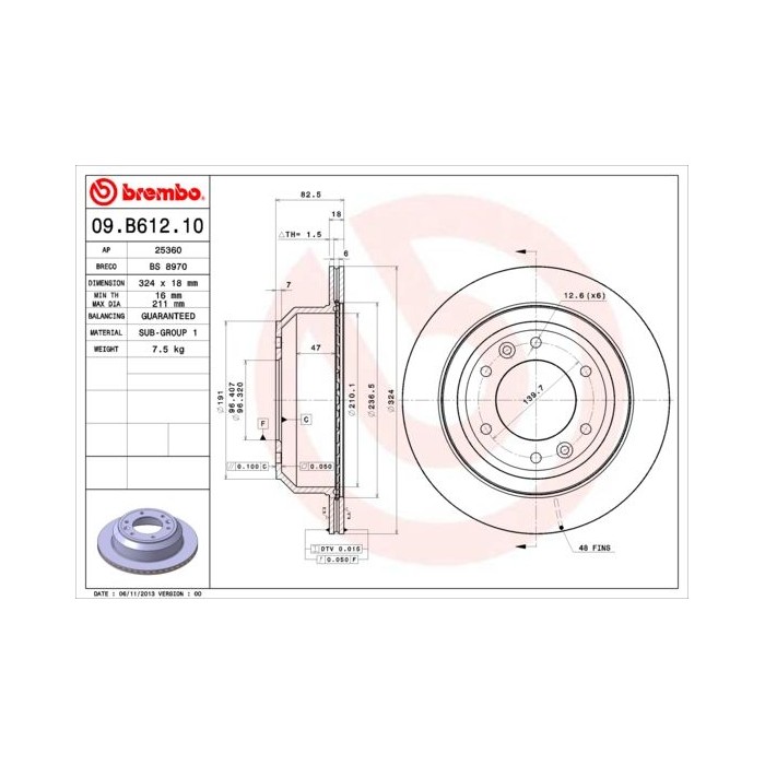 BREMBO Bremsscheibe 09.B612.10