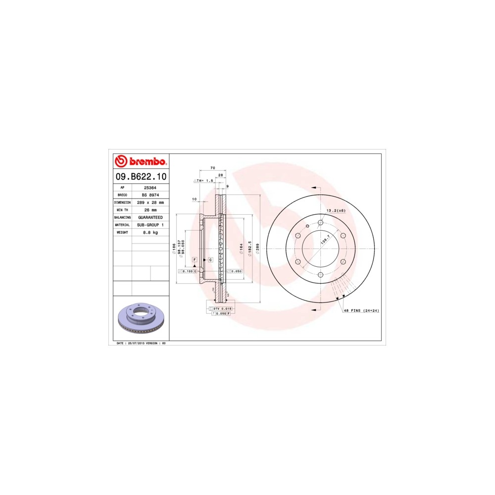 BREMBO Bremsscheibe 09.B622.10