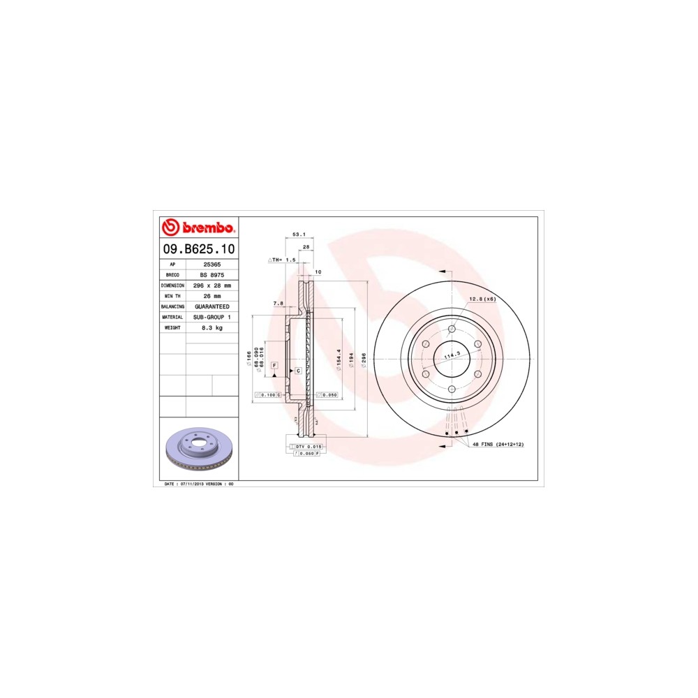 BREMBO Bremsscheibe 09.B625.10