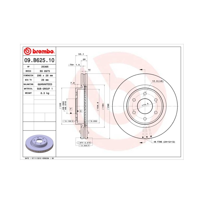 BREMBO Bremsscheibe 09.B625.10