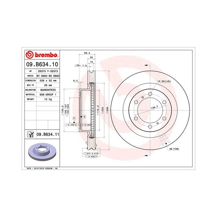 BREMBO COATED DISC LINE Bremsscheibe 09.B634.11