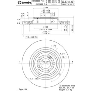 BREMBO COATED DISC LINE Bremsscheibe 09.B743.41