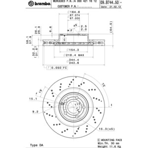 BREMBO COATED DISC LINE Bremsscheibe 09.B744.51