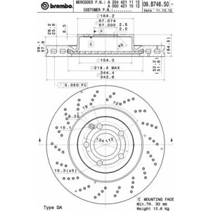 BREMBO COATED DISC LINE Bremsscheibe 09.B746.51