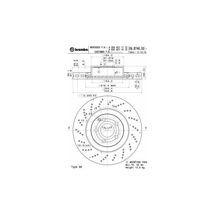 BREMBO COATED DISC LINE Bremsscheibe 09.B746.51