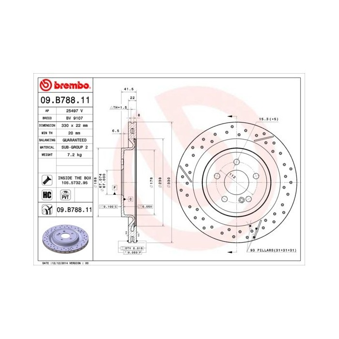 BREMBO COATED DISC LINE Bremsscheibe 09.B788.11