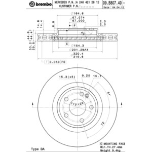 BREMBO COATED DISC LINE Bremsscheibe 09.B807.41