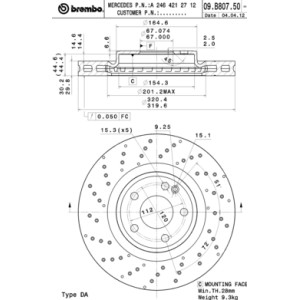 BREMBO COATED DISC LINE Bremsscheibe 09.B807.51