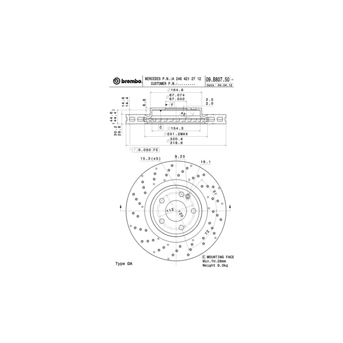 BREMBO COATED DISC LINE Bremsscheibe 09.B807.51