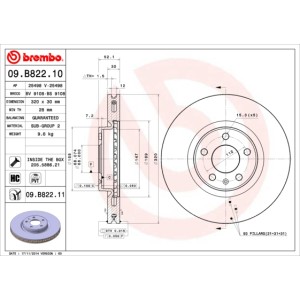 BREMBO COATED DISC LINE Bremsscheibe 09.B822.11