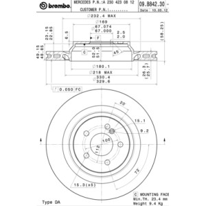 BREMBO COATED DISC LINE Bremsscheibe 09.B842.31