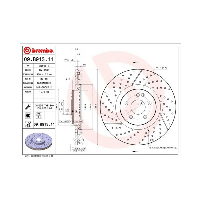 BREMBO COATED DISC LINE Bremsscheibe 09.B913.11
