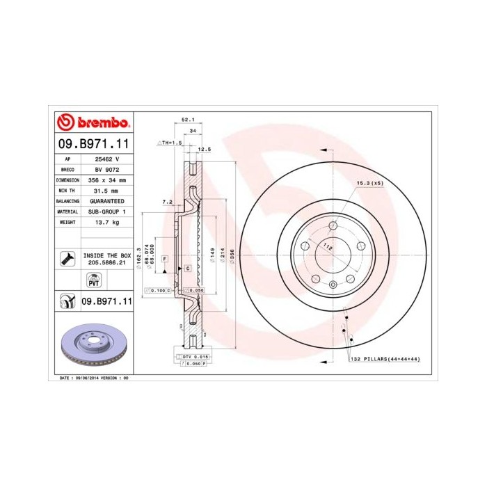 BREMBO COATED DISC LINE Bremsscheibe 09.B971.11
