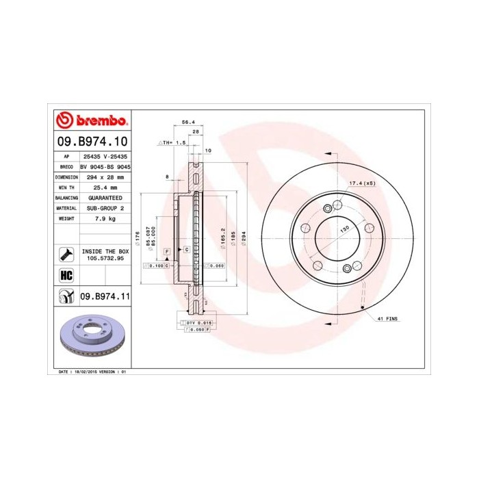 BREMBO COATED DISC LINE Bremsscheibe 09.B974.11