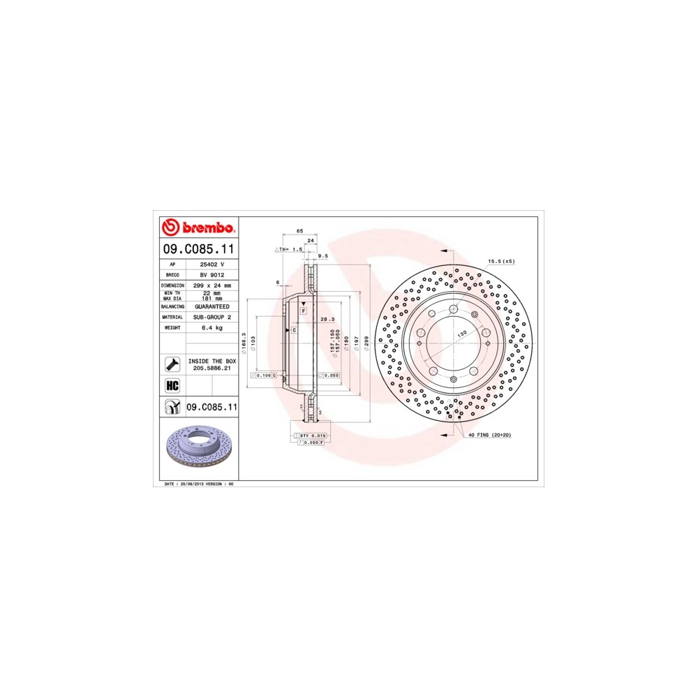 BREMBO COATED DISC LINE Bremsscheibe 09.C085.11