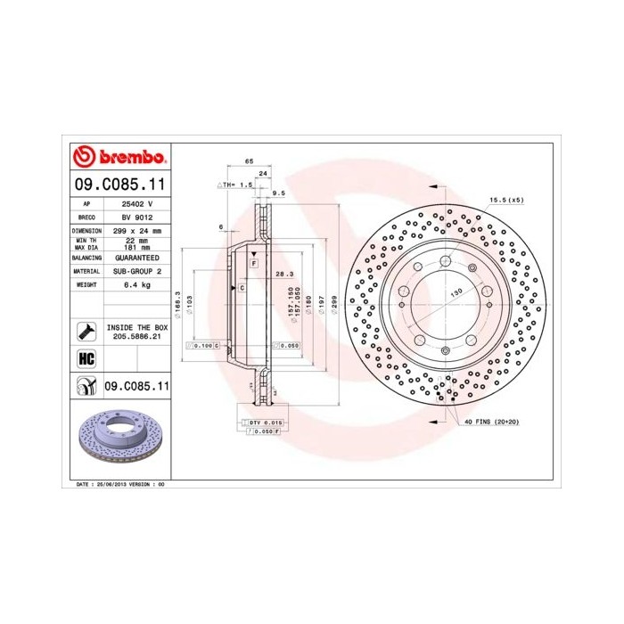 BREMBO COATED DISC LINE Bremsscheibe 09.C085.11