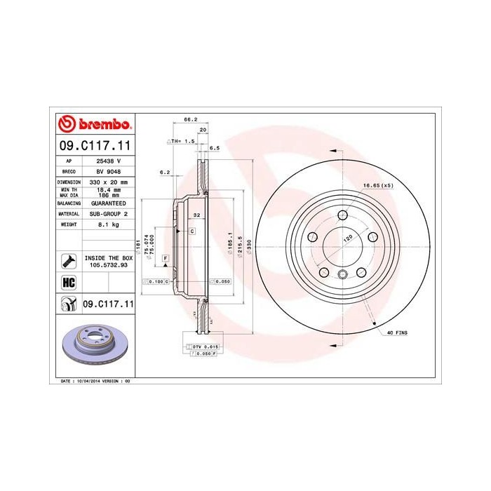 BREMBO COATED DISC LINE Bremsscheibe 09.C117.11