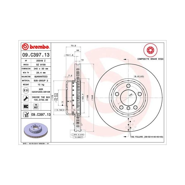 BREMBO TWO-PIECE DISCS LINE Bremsscheibe 09.C397.13