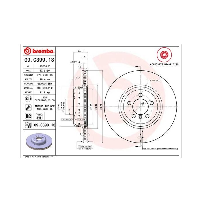 BREMBO TWO-PIECE DISCS LINE Bremsscheibe 09.C399.13