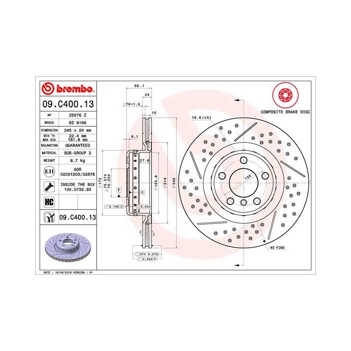 BREMBO TWO-PIECE DISCS LINE Bremsscheibe 09.C400.13