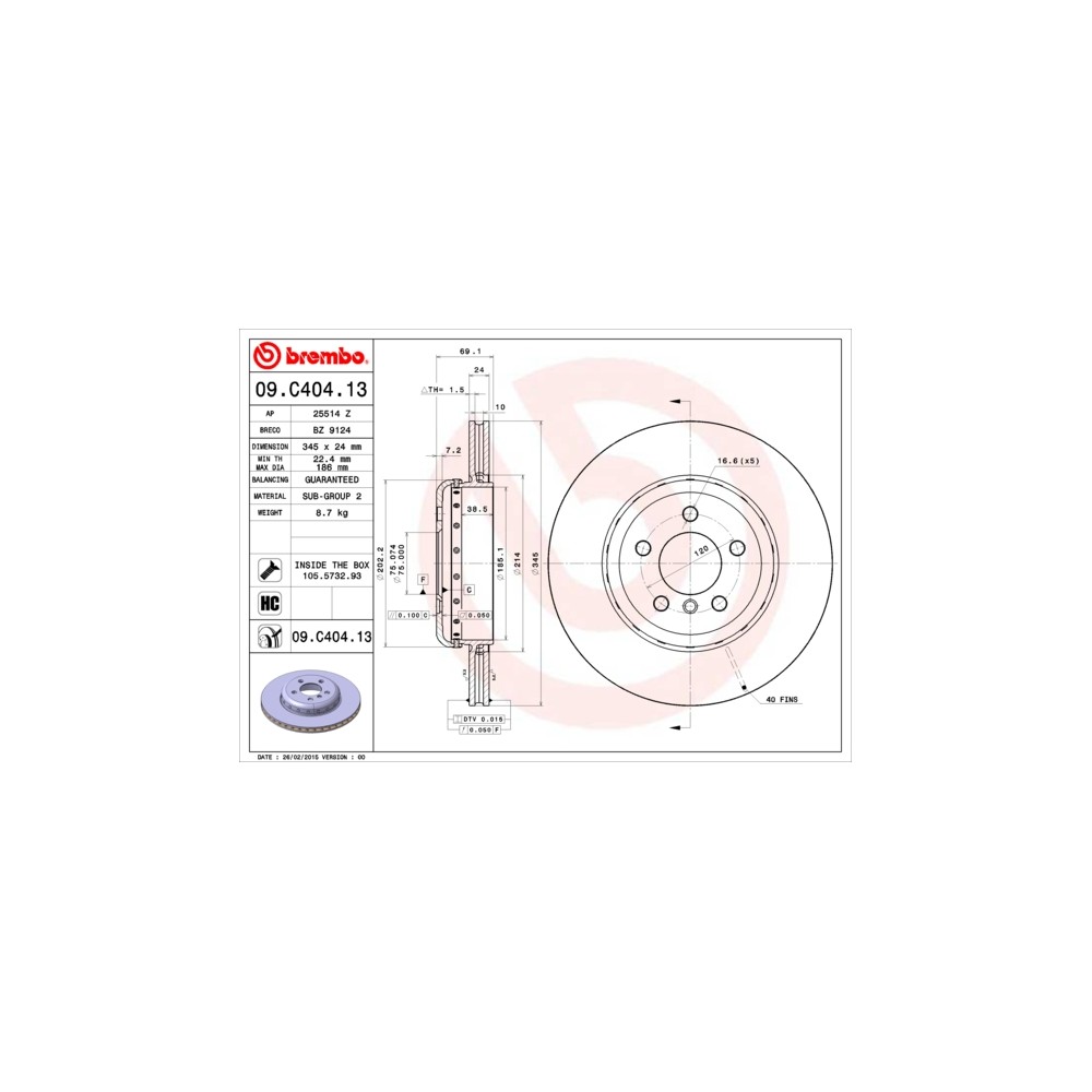 BREMBO TWO-PIECE DISCS LINE Bremsscheibe 09.C404.13