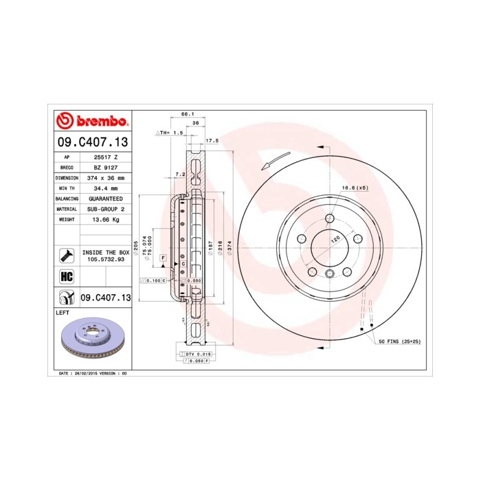 BREMBO TWO-PIECE DISCS LINE Bremsscheibe 09.C407.13