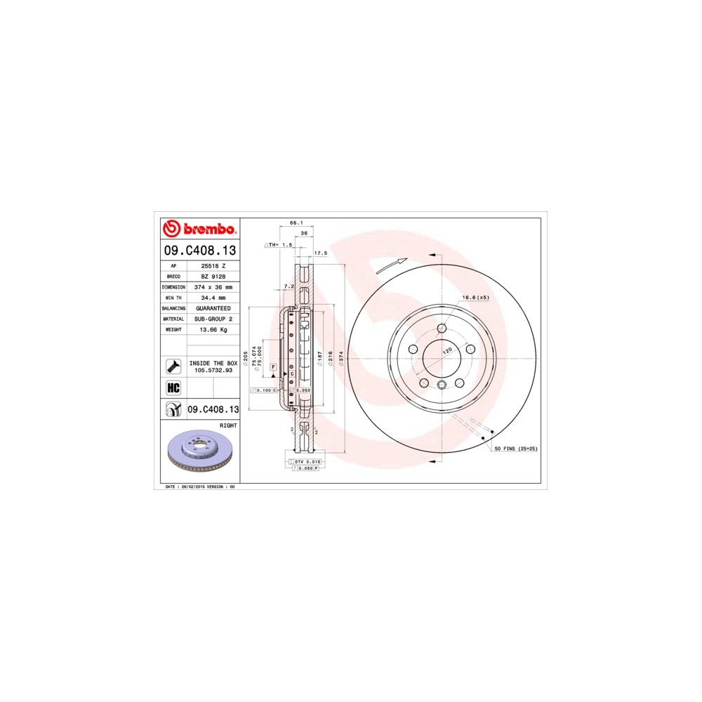 BREMBO TWO-PIECE DISCS LINE Bremsscheibe 09.C408.13
