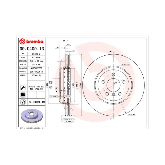 BREMBO TWO-PIECE DISCS LINE Bremsscheibe 09.C409.13