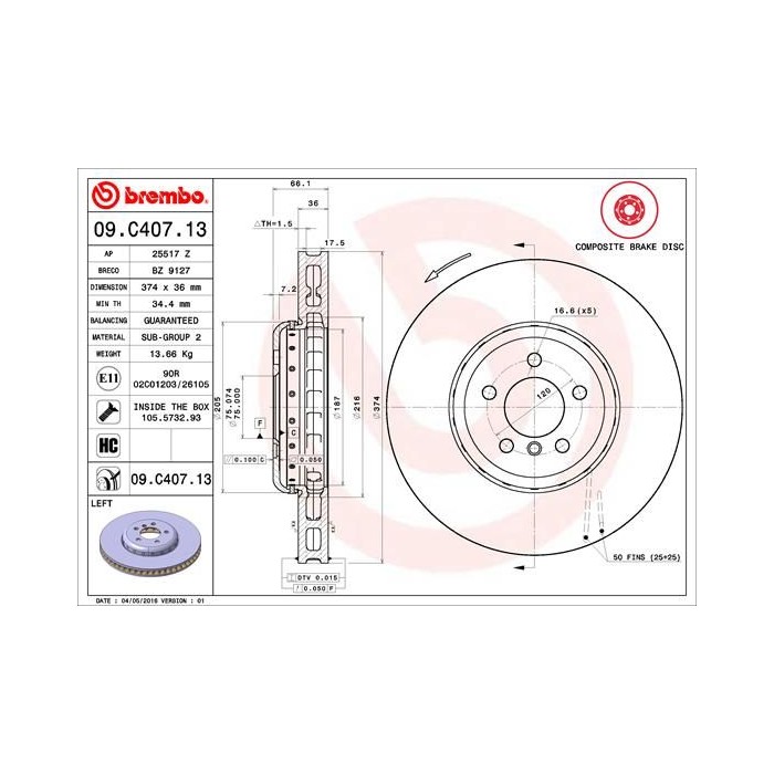BREMBO TWO-PIECE DISCS LINE Bremsscheibe 09.C407.13