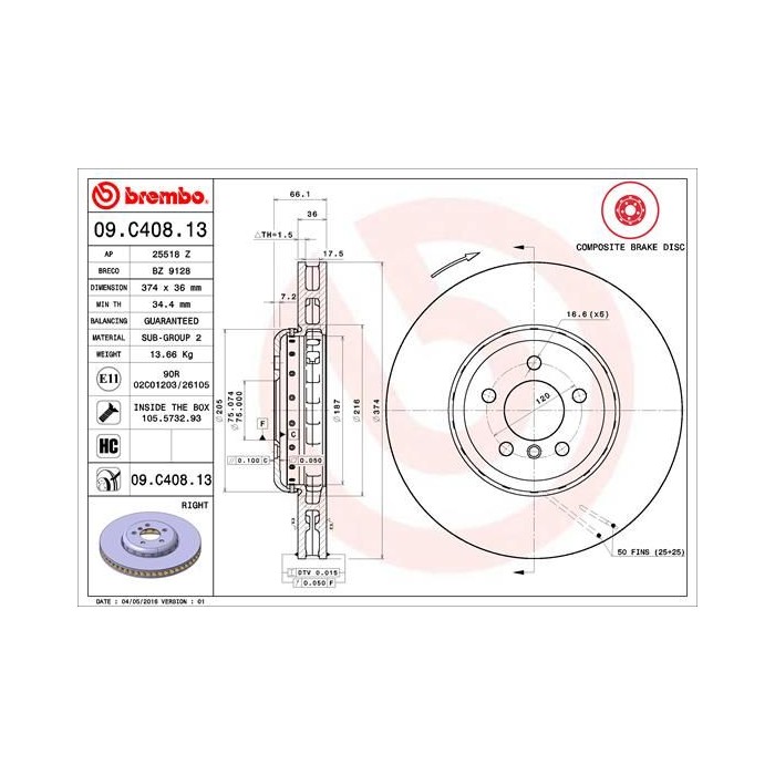 BREMBO TWO-PIECE DISCS LINE Bremsscheibe 09.C408.13