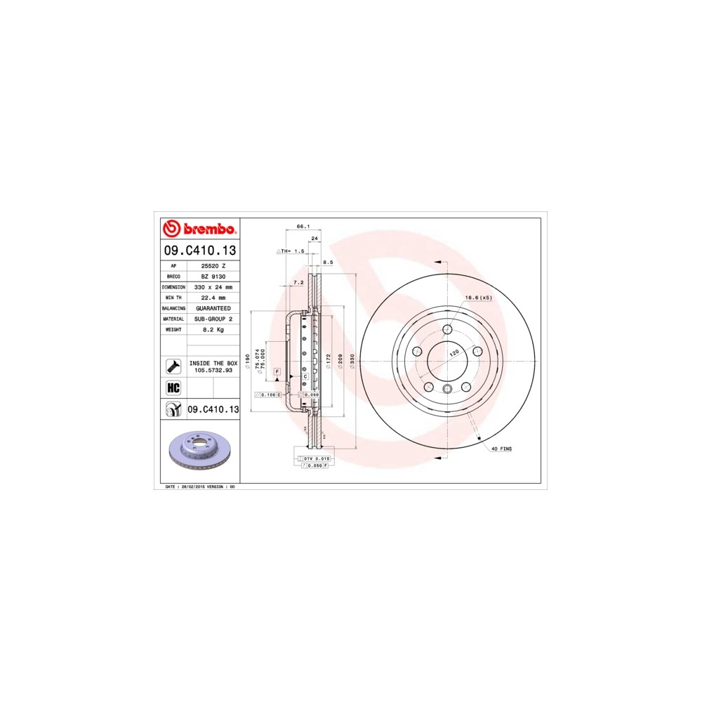 BREMBO TWO-PIECE DISCS LINE Bremsscheibe 09.C410.13