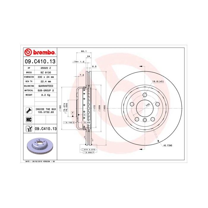 BREMBO TWO-PIECE DISCS LINE Bremsscheibe 09.C410.13