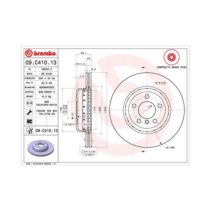 BREMBO TWO-PIECE DISCS LINE Bremsscheibe 09.C410.13
