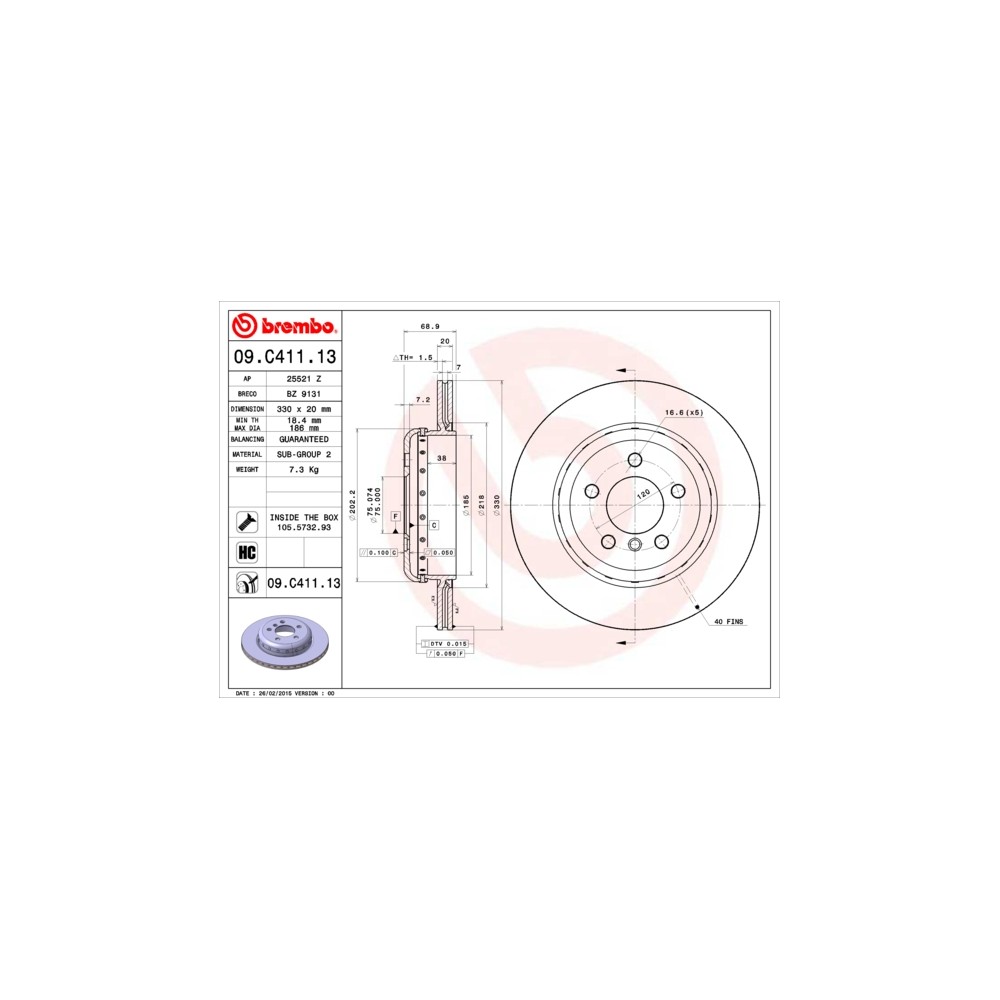 BREMBO TWO-PIECE DISCS LINE Bremsscheibe 09.C411.13