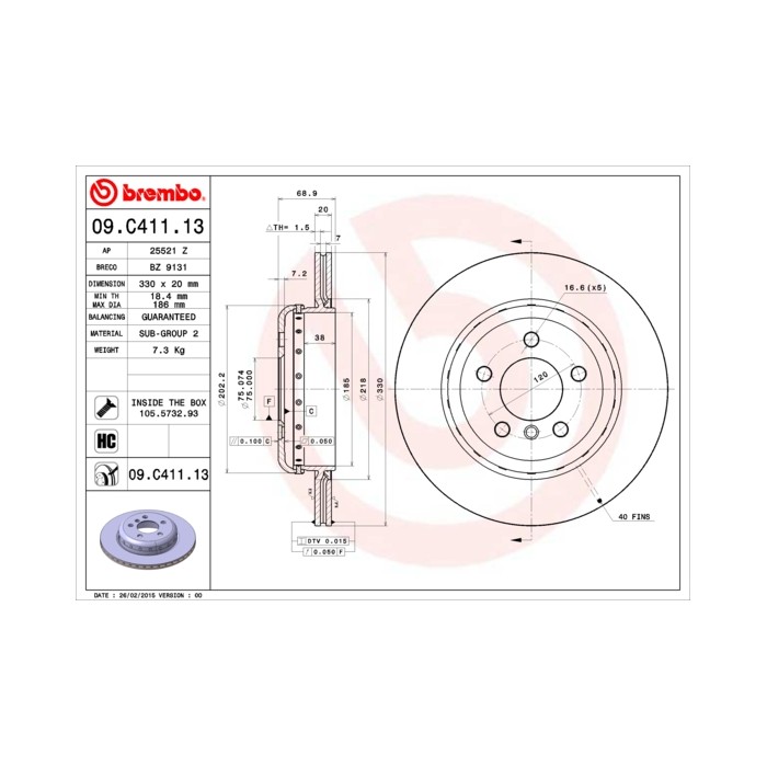 BREMBO TWO-PIECE DISCS LINE Bremsscheibe 09.C411.13